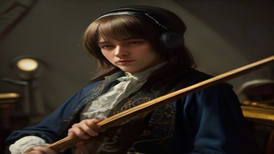 Viola instrument with J.S. Bach conducting — middle adventure voice