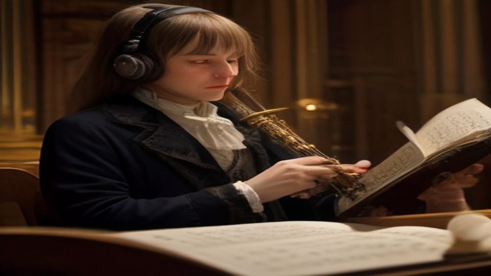 Full ensemble instruments with J.S. Bach conducting — grand finale close