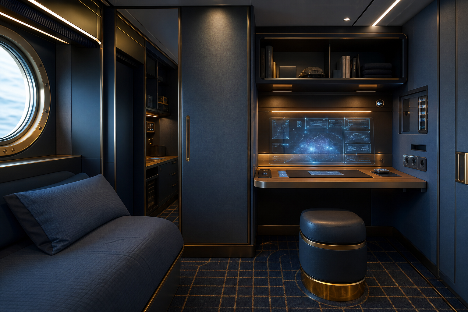 Lattice Studio staterooms — compact Deck 2 Core work bays